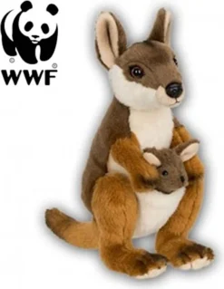 WWF Plüschtier Känguru Mit Baby (19cm) Lebensecht Kuscheltier Stofftier Kangaroo Joey