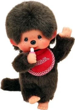 Sekiguchi 255177 - Original Monchhichi Junge, Aus Braunem Plüsch, Mit Rot-weißem Lätzchen, Ca. 20 Cm -Kinderspielzeug Rabatte 19e2e4df013feb3951f73b17cb9242a8
