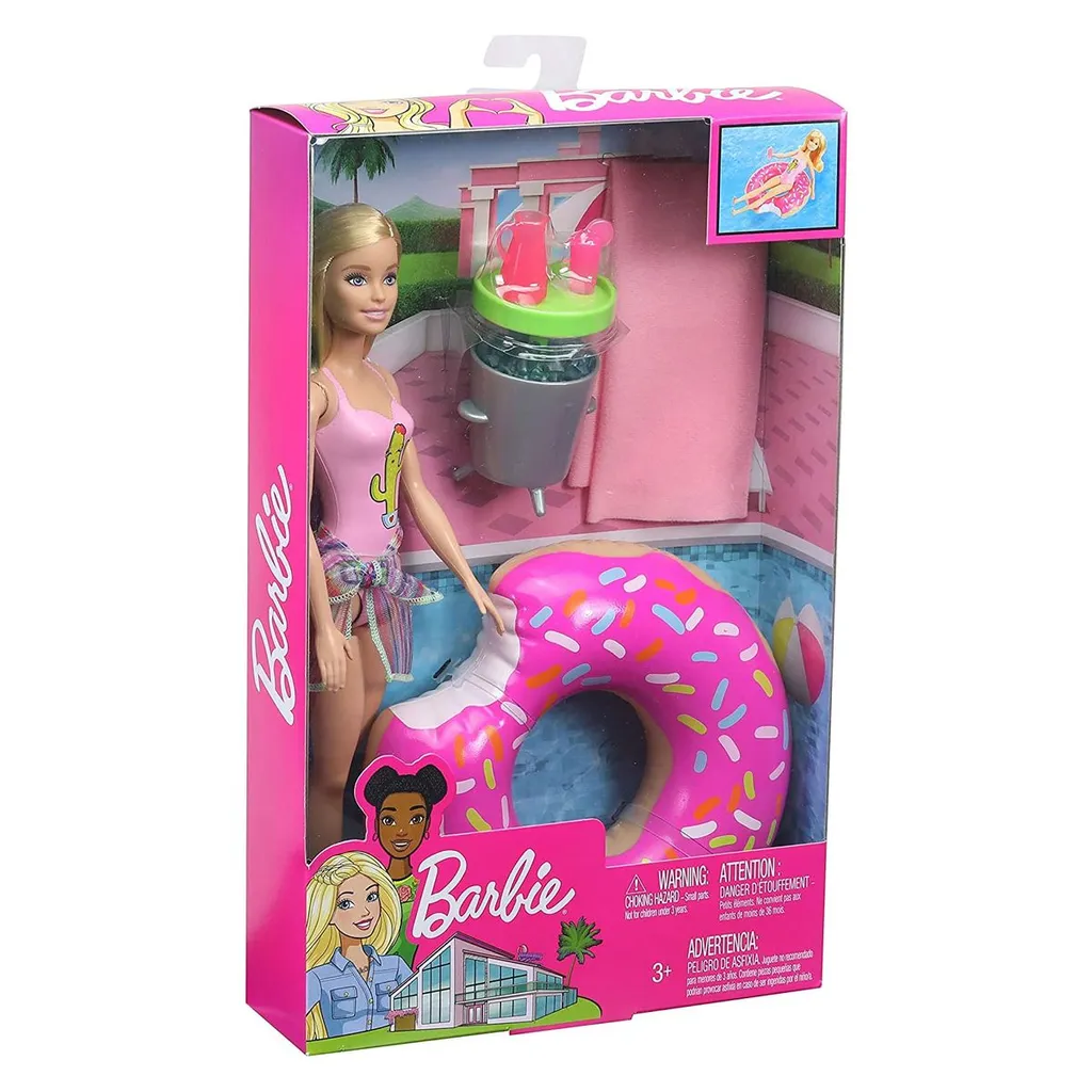 Mattel GHT20 Barbie Puppe Spielset Mit Donut-Schwimmring, Tisch Und Mehr 5 Mattel GHT20 Barbie Puppe Spielset Mit Donut-Schwimmring, Tisch Und Mehr – Bild 3
