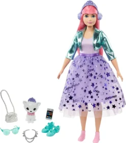 Barbie Prinzessinnen Abenteuer Daisy Puppe (rosa Haare) Mit Hündchen, Anziehpuppe