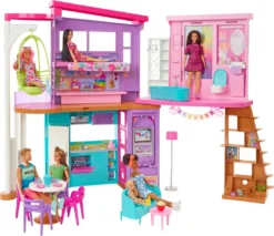 Barbie Malibu Ferien-Haus (klappbar), Puppenhaus Inkl. Möbel & Zubehör
