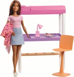 MATTEL Barbie Deluxe-Set Möbel Hochbett/Tisch Und Puppe -Kinderspielzeug Rabatte 2f674412e6c17ee3997260b43137a918