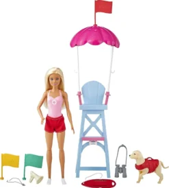 MATTEL Barbie GTX69 - Rettungsschwimmerin-Spielset Mit Blonder Puppe Und Zubehör