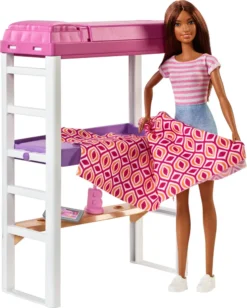 MATTEL Barbie Deluxe-Set Möbel Hochbett/Tisch Und Puppe -Kinderspielzeug Rabatte 4cff3cb3714a78d6d8c54245f46f2ba9