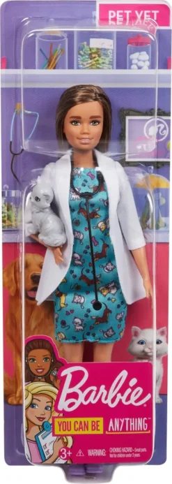 Barbie Tierärztin Puppe (brünett) Mit Katze, Anziehpuppe, Karriere-Barbie