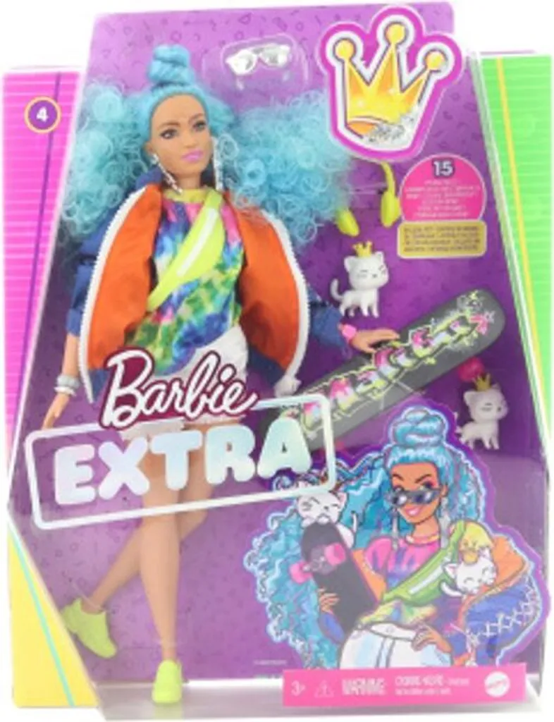 Barbie Extra Puppe Mit Blauen Haaren Und Skateboard, Inkl. Haustier 14 Barbie Extra Puppe Mit Blauen Haaren Und Skateboard, Inkl. Haustier – Bild 12