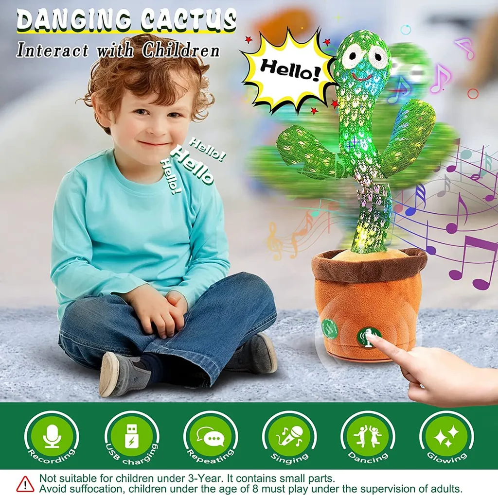 Tanzender Kaktus,Sprechender Kaktus 120 Musik Singender Kaktus Spielzeug Nachsprechen Ab 2 Jahre 4 Tanzender Kaktus,Sprechender Kaktus 120 Musik Singender Kaktus Spielzeug Nachsprechen Ab 2 Jahre – Bild 2