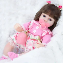 Elegant Realistische Reborn Babypuppen Silikon Vinyl Reborn Baby Mädchen Dolls Mit Lange Haare Kind Handgemacht Spielzeug 16'' -Kinderspielzeug Rabatte 8070a6b090f25df4d6e0baca5d8571b6