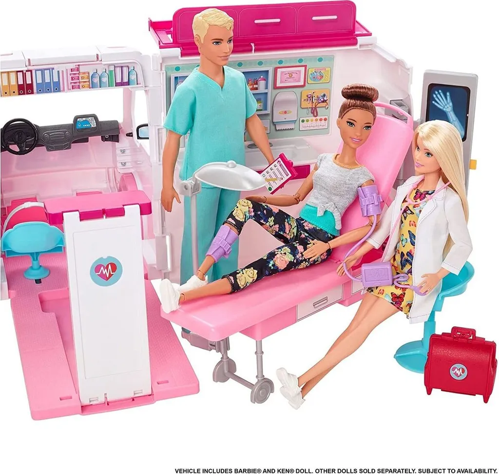 Mattel GMG35 - Barbie - 2 In 1 Krankenwagen Mit Licht & Sound Inkl. 2 Puppen Und Weitere Zubehörteile 6 Mattel GMG35 - Barbie - 2 In 1 Krankenwagen Mit Licht & Sound Inkl. 2 Puppen Und Weitere Zubehörteile – Bild 4