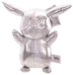 JAZWARES Pokemon Plüschfigur - Pikachu Jubiläum Select (silber, 30cm) Kuscheltier Stofftier Plüschtier