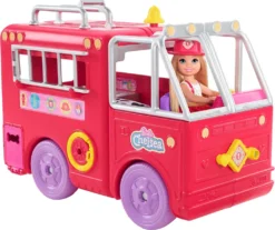 Barbie Chelsea Puppe (blond) Mit Feuerwehr Auto, Set Inkl. Zubehör