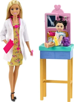 Barbie Kinderärztin Puppe (blond), Spielset Mit Kleinkind