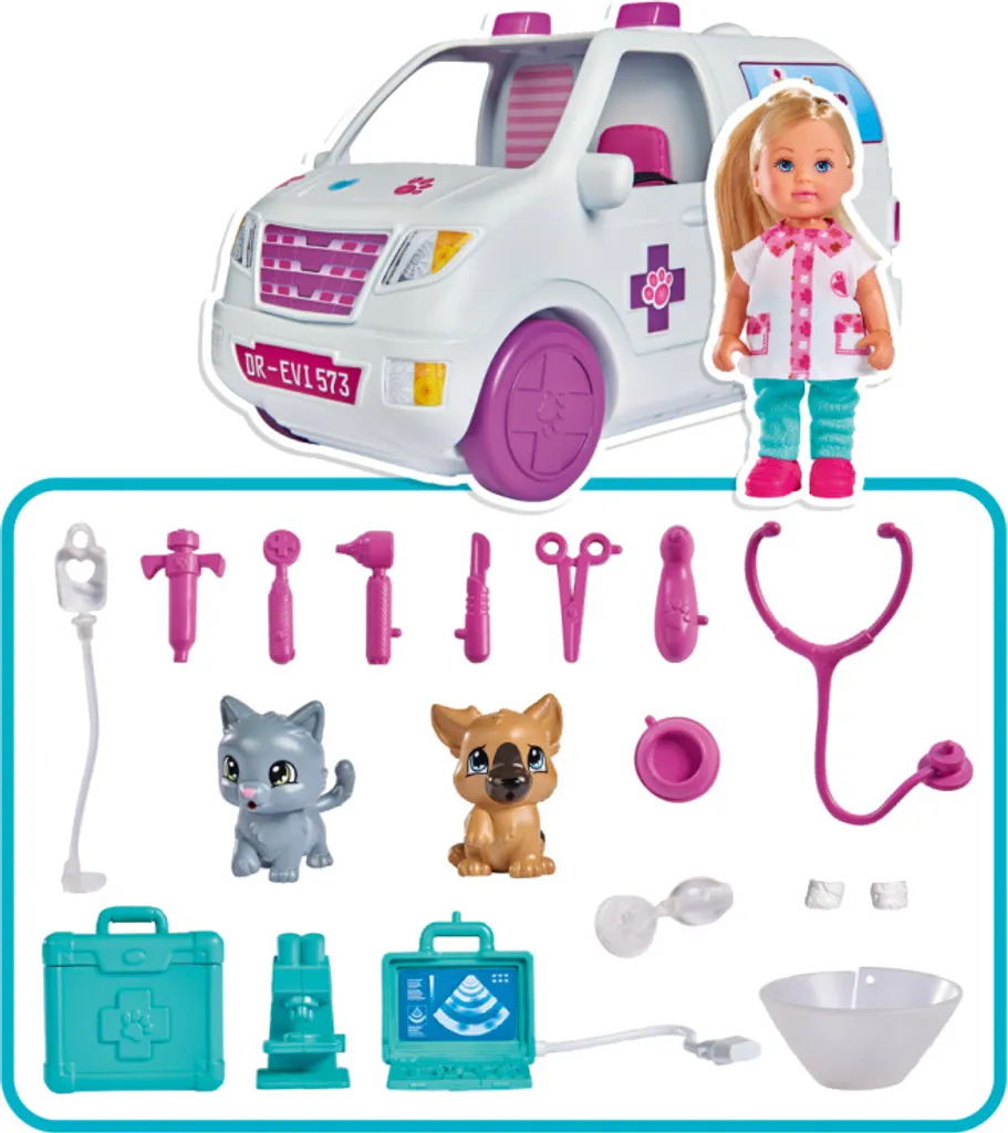 SIMBA TOYs Simba Spielset Evi Love 2-in-1 Tier-Mobil 12 Cm Weiß 4 SIMBA TOYs Simba Spielset Evi Love 2-in-1 Tier-Mobil 12 Cm Weiß – Bild 2