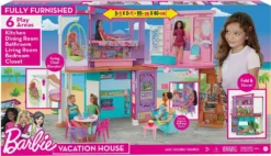 Barbie Malibu Ferien-Haus (klappbar), Puppenhaus Inkl. Möbel & Zubehör -Kinderspielzeug Rabatte a72fbff93a008ea72047fd397462de9e