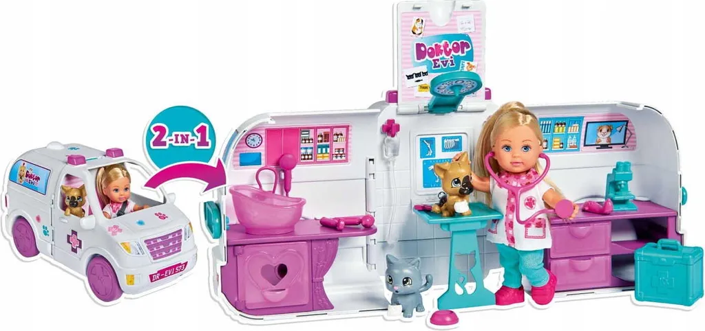 SIMBA TOYs Simba Spielset Evi Love 2-in-1 Tier-Mobil 12 Cm Weiß 3 SIMBA TOYs Simba Spielset Evi Love 2-in-1 Tier-Mobil 12 Cm Weiß