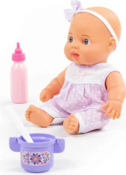 POLESIE Babypuppe Puppe 24 Cm Mit Zubehör 3-tlg. Fläschchen Becher Kinder Spielzeug +3J