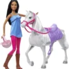 Barbie-Puppe Und Pferd Mit Sattel, Zaumzeug Und Zügel, Geschenk Für Kinder Zwischen 3 Und 7Jahren