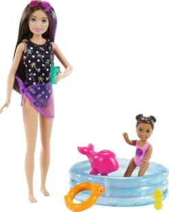 Barbie Skipper Babysitter Puppe, Spielset Mit Baby-Puppe Und Pool