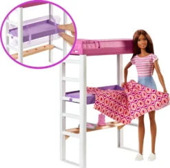 MATTEL Barbie Deluxe-Set Möbel Hochbett/Tisch Und Puppe -Kinderspielzeug Rabatte ff7ccb776a316633277c0f067574eab7